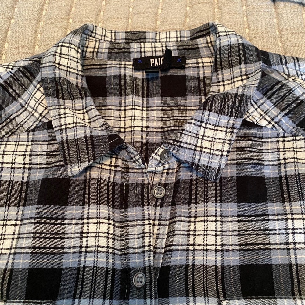 PAIGE Never Worn Plaid Shirt Blouse Size M - Picture 6 of 8
